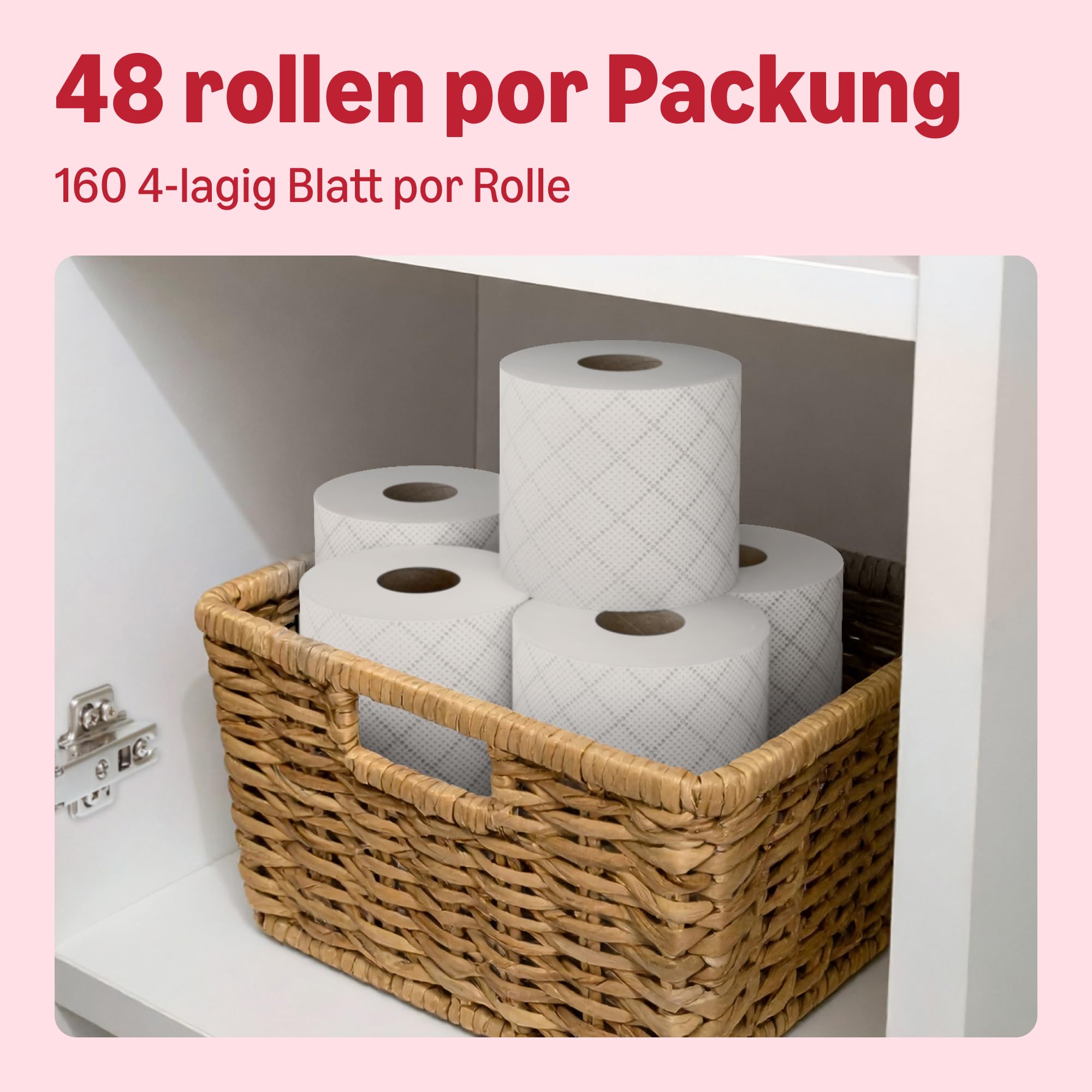 by Amazon Toilettenpapier, 4-lagig Gestepptes, Besonders Weich, 48 Rollen (12 Rollen, 4-er Pack), 160 Blätter pro Rolle, FSC-Zertifiziert 3