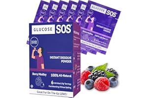 Glucose SOS Glucose Berry Medley Glucose Powder, Natural Dextrose Packets, Fast-Absorption, Instantly Dissolves, No Water Needed, 6 Sachets per Box