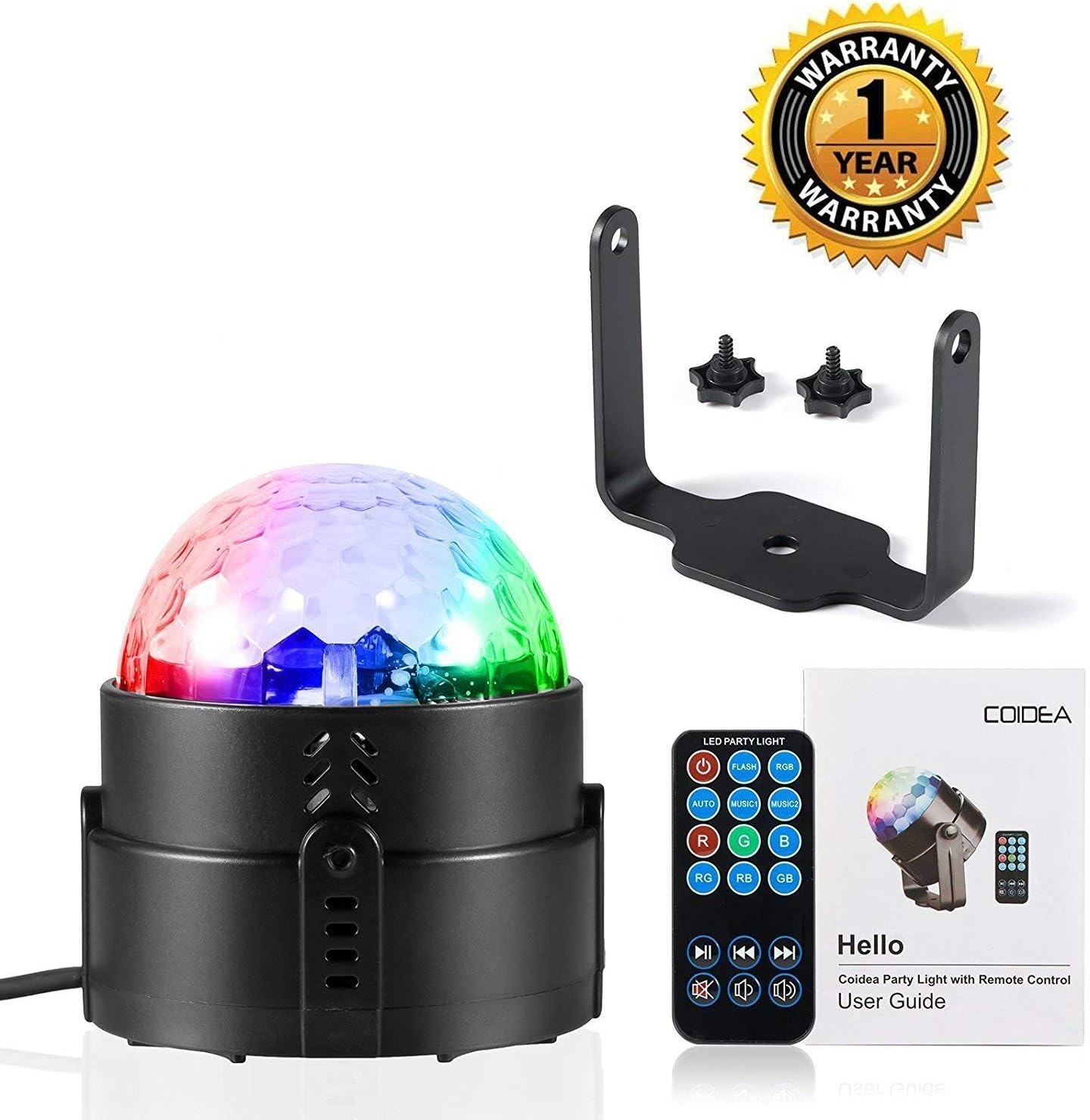 Disco Ball Disco Lights-COIDEA Party Lights Sound Activated Storbe Light With Remote Control DJ Lighting,Led 3W RGB Light Bal, Dance lightshow for Home Room Parties Kids Birthday Wedding Show Club Pub: Musical Instruments