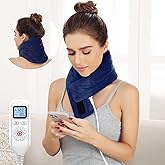 JOBYNA Heating Pad for Neck, Hands-Free Electric Heated Neck Wrap for Pain Relief, 29"×8'' Neck Heat Pad with 8.53ft Power Cord, Auto Shut Off,Size/Temperature/Time Adjustable(Navy)