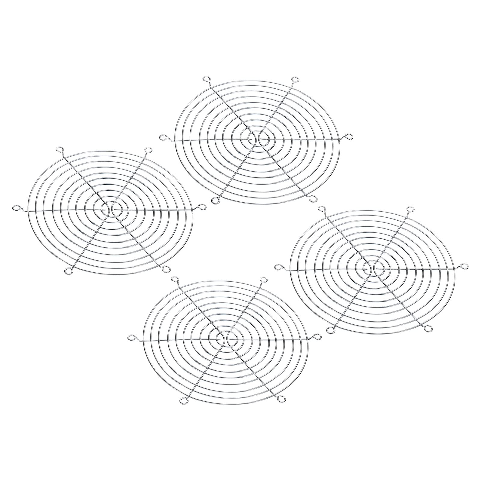 PATIKIL 220mm Fan Finger Grill, 4 Pack Metal Grill Protector Guard for 220X220mm Fan Protective Cover DIY, Silver