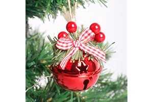 WONSUNSS 18 PCS Christmas Jingle Bells Ornaments in Red White Green,Christmas Tree Bells Pendant,Christmas Holiday Party Supplies for Christmas Tree Decor,Wreath,Window Memorial Ornament(Bright Red)