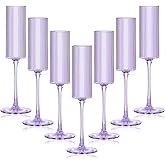 16 Pack Plastic Champagne Flutes, 5.5 Oz Unbreakable Goblet Glasses Reusable Champagne Toasting Cups - Modern & Elegant for Wedding Party Anniversary Christmas Birthday (5.5oz-Ribbed-Purple-16pack)