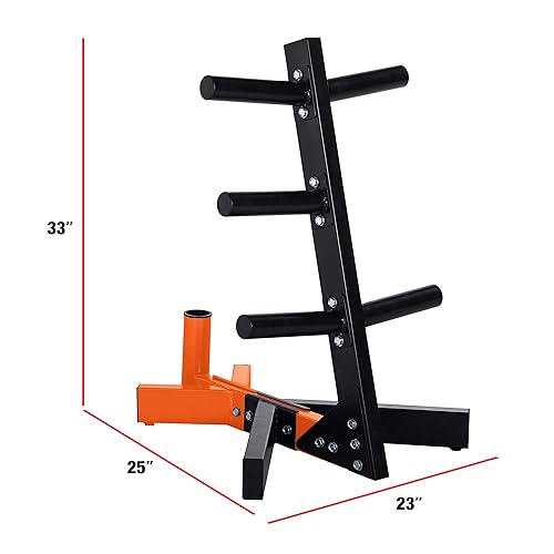 CAP Barbell Olympic Plate Tree Storage Rack for Weights and Bar