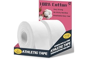 UNBEATABLE ENERGY Athletic Tape 2 Pack White Sports Tape Athletic Strong-Breathable-Easy Tear-No Sticky Residue Wrist Ankle Tape for Lacrosse Boxing Gymnastics Climbing Soccer Hockey Bat Injuries Medical