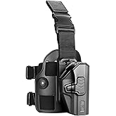 Drop Leg Holster - Select Model: Option for [Glock 19/19X/23/32/44/45]/ [Glock 43/43X (No Rail)] / [Sig Sauer P320/ M18 Carry ] / [Taurus G3C/G2C]- Level II Retention, Index Finger Release, Right-Hand