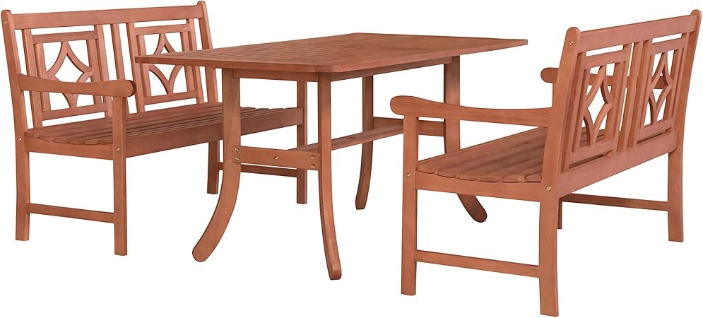 Amazon Com Vifah V189set43 Tivoli Outdoor 3 Piece Wood Patio