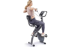 BODIOO Exercise Bike Stationary Bikes for Home Recumbent Exercise Bike Folding with 10-Level Adjustable Resistance LCD Monitor Pulse Sensor Support Back Pad and Tablet Holder Arm Resistance Band 265LBS Weight Capacity for Home Workout