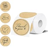 Thermal Label,3 Inch Kraft Paper Round Thermal Printer Sticker,Self-Adhesive Round Direct Thermal Labels,Thermal Stickers for DIY Logo Design,Name Tag (300 Labels/1 Roll)