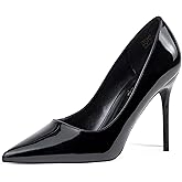 Elisabet Tang High Heels, Womens Pointed Toe Slip on Stilettos Party Wedding Pumps Basic Shoes