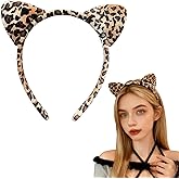 LOHGOU Cute Leopard Cheetah Ear Headband for Women,Animal Ear Hairbands for Halloween Party Costume Accessories