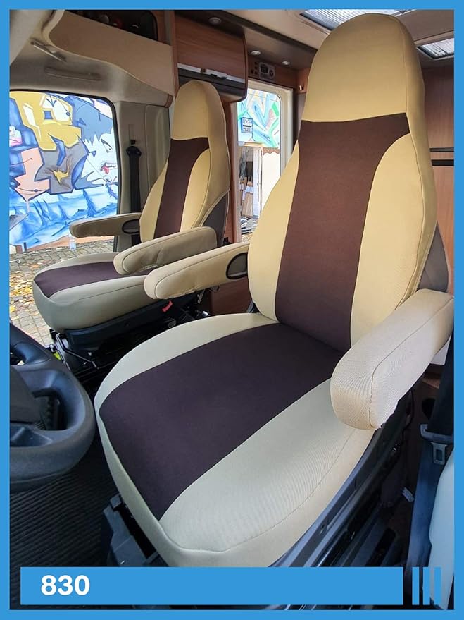 Seat covers compatible with motorhome driver and passenger, colour