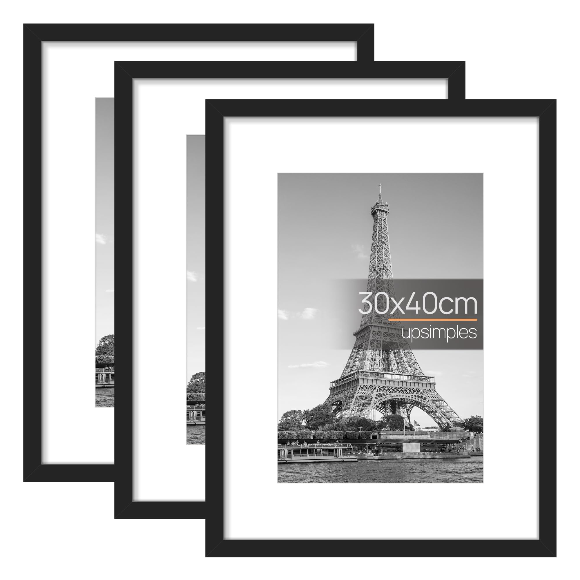 upsimples 3 Pack 30x40 Black Picture Frame, Wall Hanging Photo Frame