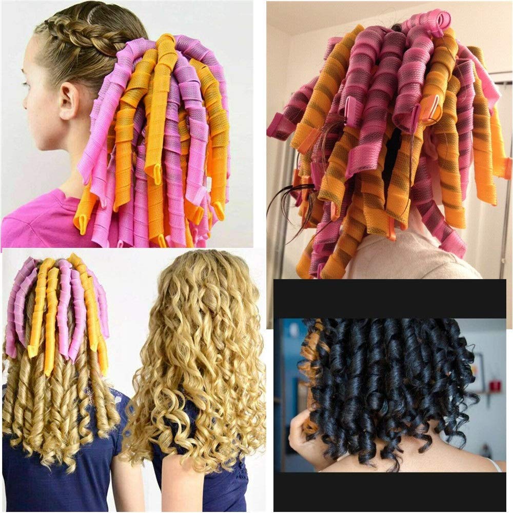 31 Pieces Hair Curlers，Spiral Curls Styling Kit，Heatless Hair Rollers，No Heat Wave Hair Curlers with Styling Hooks & liner wig cap for Most Kinds of Hairstyles (45cm) : Beauty