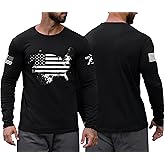 Mainfini Men's American Flag T-Shirt Patriotic Long Sleeve Graphic Tshirt (S-3XL)