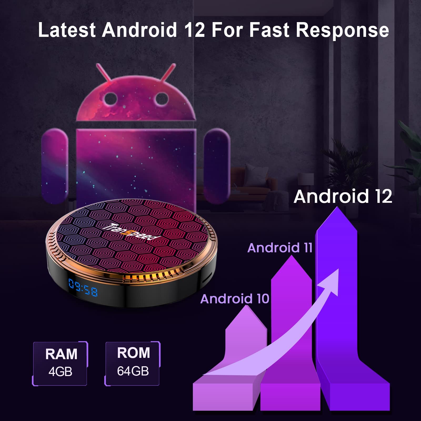 Android TV Box 12.0 4GB RAM 64GB ROM Dual-Band WiFi 6 Android Box 2023 with H618 Chipset Support 4K 6K HDR10 BT5.0 USB 2.0 with Mini Backlit Keyboard