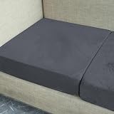 Teynewer Velvet Sofa Seat Cushion Covers 2 Seater Dark Grey Non-Slip view 4