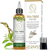 RV Organica Tea Tree Oil for Hair – 100% Pure & Natural | Tea Tree Oil for Dry Scalp, Split Ends & Hair | Blended with Natura