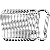 uxcell 10 PCS Aluminum Carabiner Keychain Clips for Hanging, Spring Snap Hooks Quick Link for Locking, 2.4" Key Ring for Loaded Gate Outdoor Camping Hiking Fishing Traveling, Silver