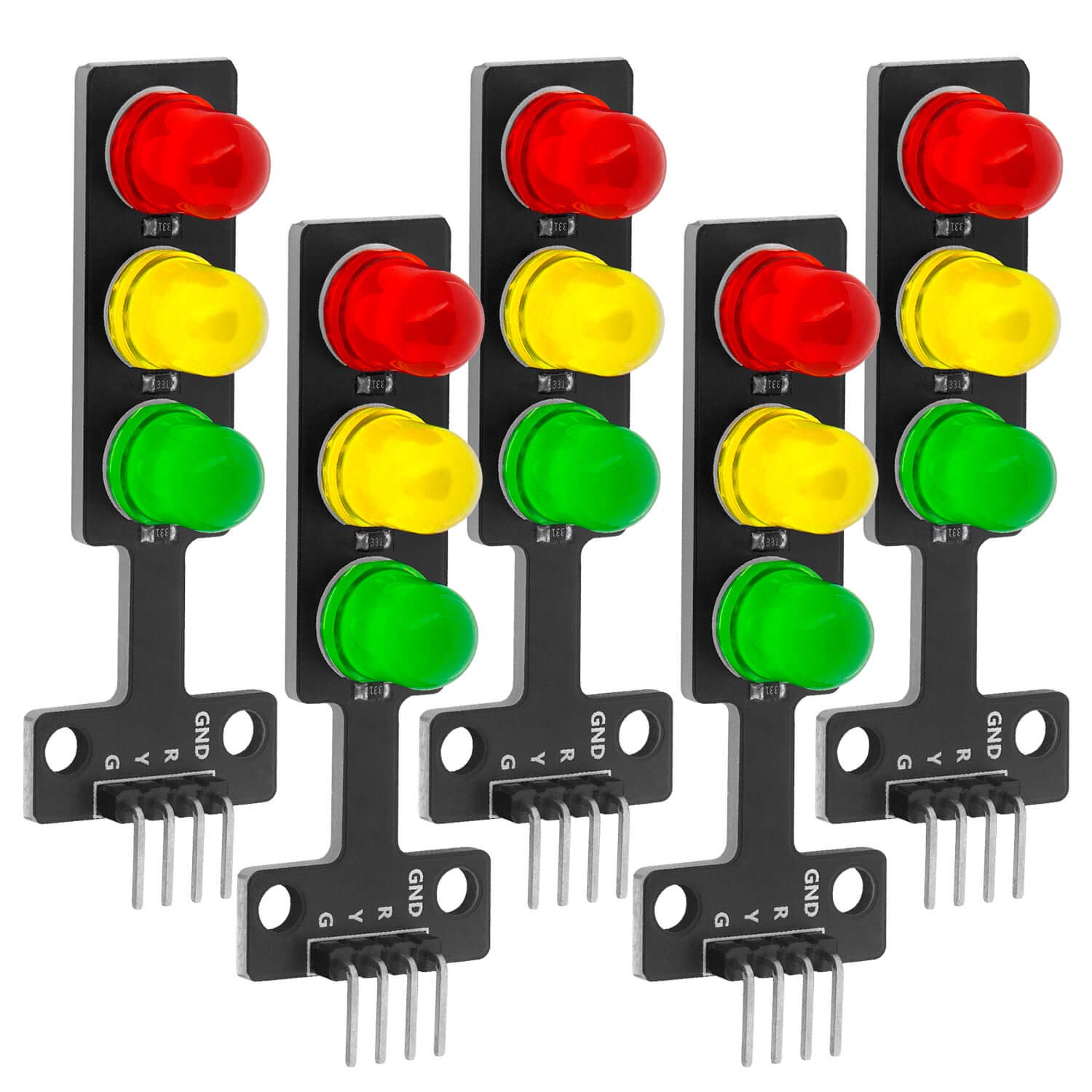 AZDelivery DIY Mini Traffic Light LED Display Board Module 3.3-5V 8mm Common Cathode Interface Compatible with Arduino and Raspberry Pi Including E-Book! (Pack of 5)