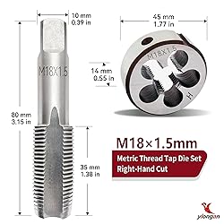 M18X1.5 Tap and Die Set, Metric Right Hand M18 x