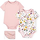 PATPAT Baby Bodysuits Supersoft Bamboo Viscose - Short Sleeve Boys and Girls - Newborn Infant Unisex Clothes Pack