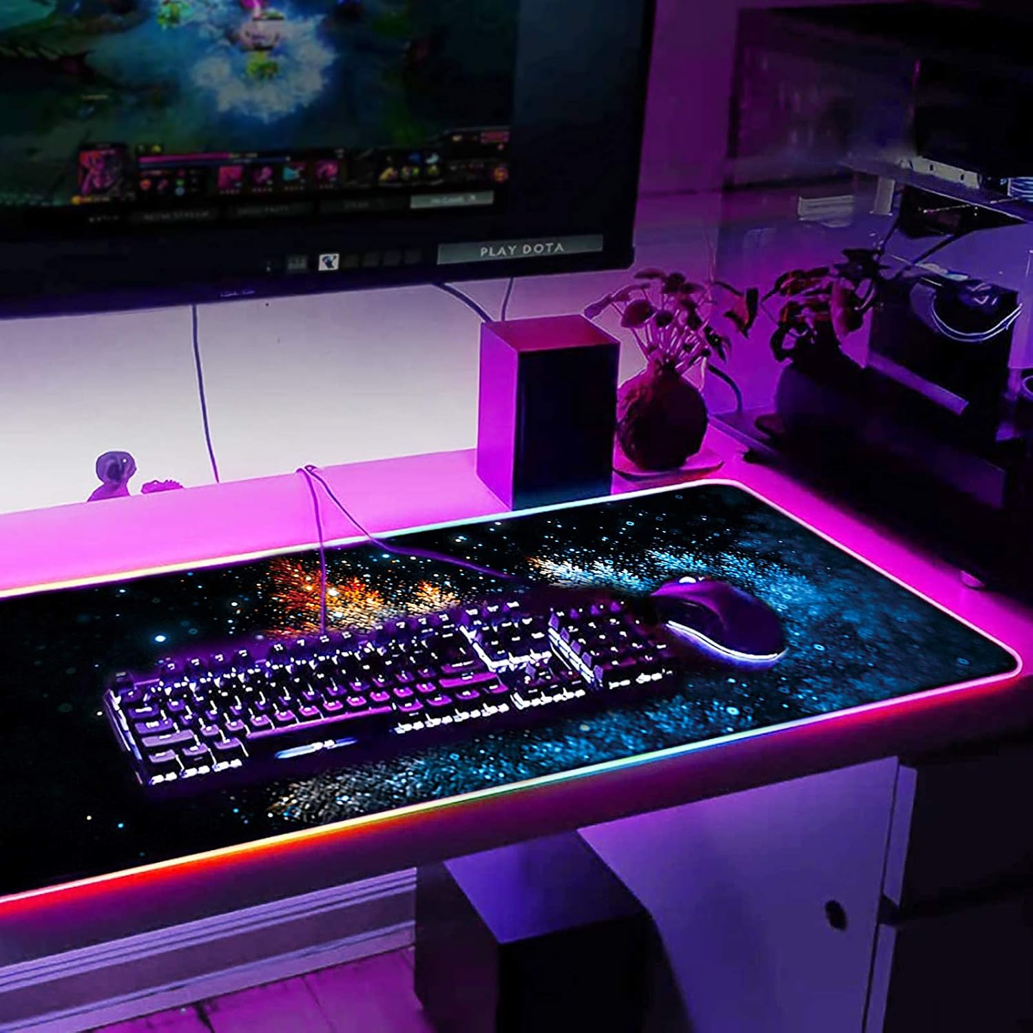 DORRISO Large RGB Gaming Mouse Mat Pads 800x300x4mm Led Mousepad Soft Computer Keyboard Mice Mat for MacBook PC, Laptop - Image 3