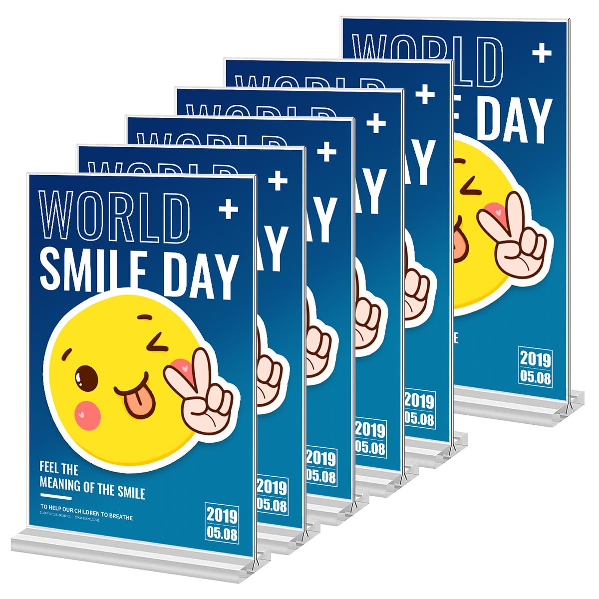 MVQPER 6 Pcs A4 Acrylic Sign Holder,T-Shape Double-Side A4 Perspex Display Stand,Perspex Clear Poster Menu Holders for Office Shop Restaurant School