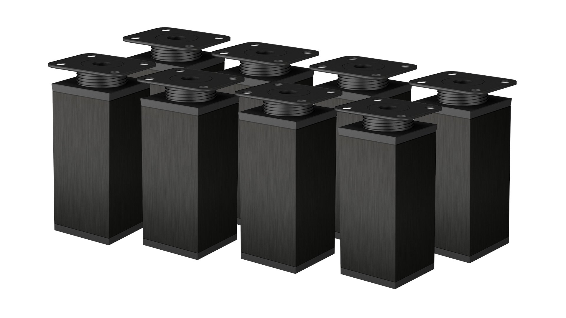 Alusfera Furniture Feet, Height Adjustable, Furniture Feet, Furniture Feet, Cabinet Feet, Furniture Legs, 8 Pieces, 40 x 40 mm, Metal Feet for Furniture, 100 mm, Furniture Accessories, Black
