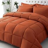 JOLLYVOGUE Full Comforter Set, Ultra-Soft Bed in a Bag Full Size 7 Pieces, Oeko-TEX Certified Bedding Set with Down Alternative Comforter, Sheets, Pillowcases & Shams, Burnt Orange