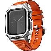 ULTIMAL Adjustable Band Compatible with Apple Watch 49mm/45mm/44mm, Rugged Sports Band with Heavy Duty Stainless Steel Bumper Case, Metal Band for Ultra 2/1 Series 4/5/6/7/8/9/SE/SE2 (For 44mm,