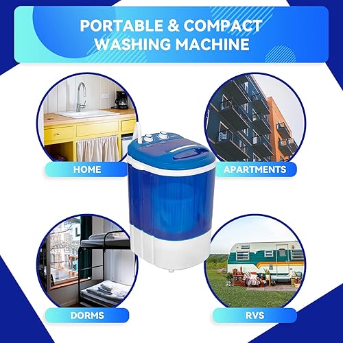 ZENY Portable Mini Washing Machine lbs Washing Capacity Semi-Automatic  Compact Washer Spinner Small Cloth Wa