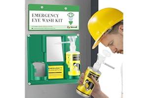 CGOLDENWALL Upgraded Portable Eye Wash Station OSHA Approved Emergency Eye Wash Kit, Sturdier Bottle Holder Larger Mirror, 2 * 16.9oz Empty Eyewash Bottles, NO Solution (White Cap)