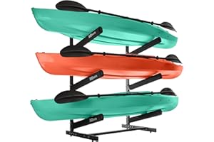 RAD Sportz Kayak Storage Rack - Freestanding Adjustable Stand with Padded Arms and 400lb Capacity for Canoes, SUP, or Paddleboards (Black)
