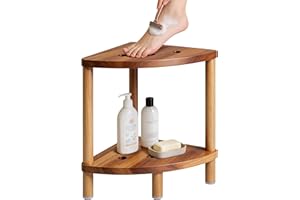 Yose Elegant Acacia Shower Stool for Women, Large Shower Stool for Inside of Shower, Stable Shower Seat for Comfort and Clean