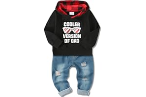 YALLET Toddler Baby Boy Clothes, Long Sleeve Letter Hoodies Top+Ripped Denim Pants 2pcs Fall Winter Outfit Sets