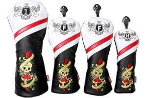 LONGCHAO Golf Head Covers for Golf Clubs, PU Leather Vintage Design Ladies Golf Club Driver Headcover Set with Numbered for 1 2 3 4 5 6 7 X UT/Hybrid/Fairway Wood