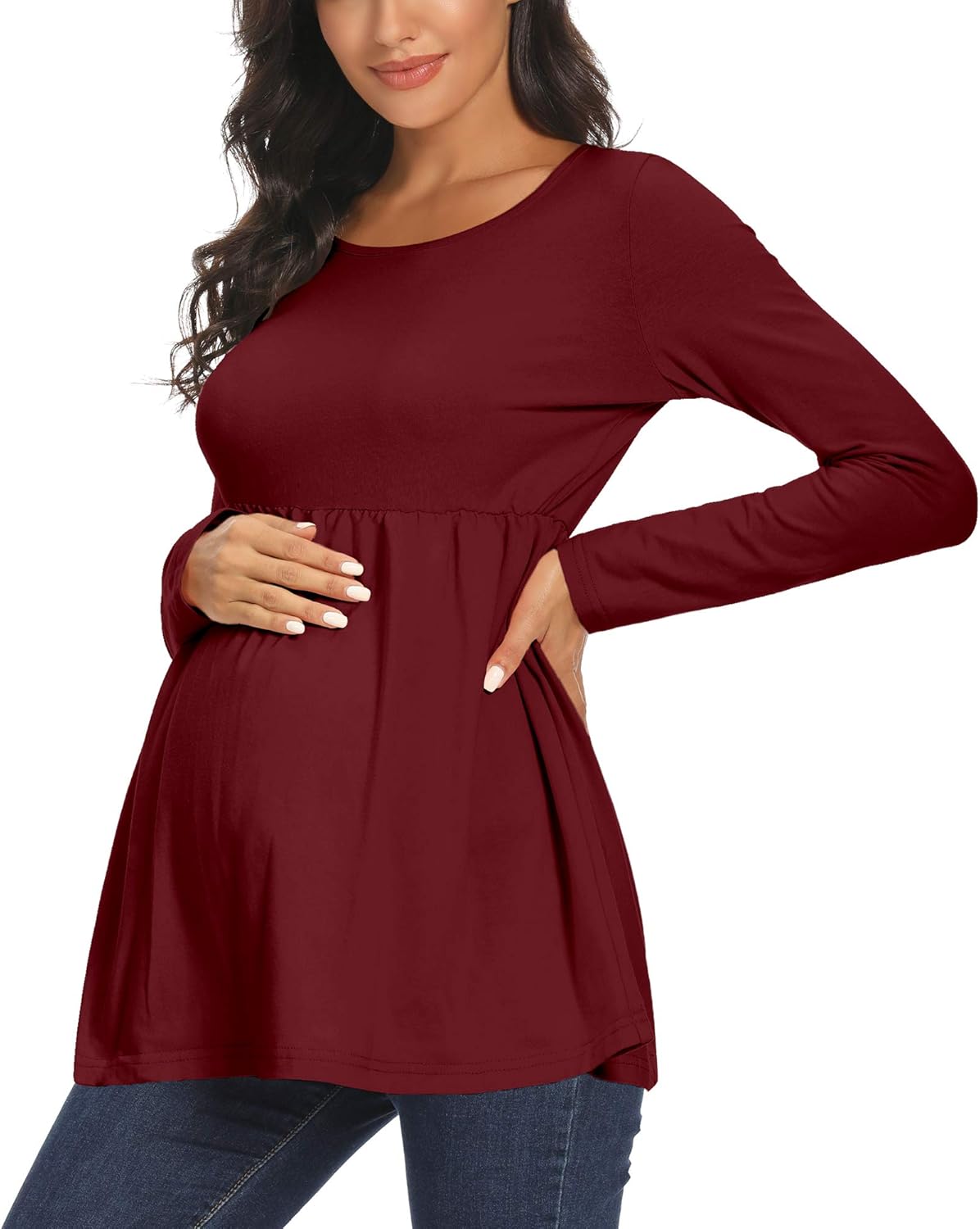 FABRACK Women's Maternity Top Babydoll Peplum Pregnancy Clothes Tunic