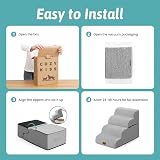 COZY KISS Dog Stairs 4 Step 19.7 in Grey Foam Bed Sofa Ramp view 4