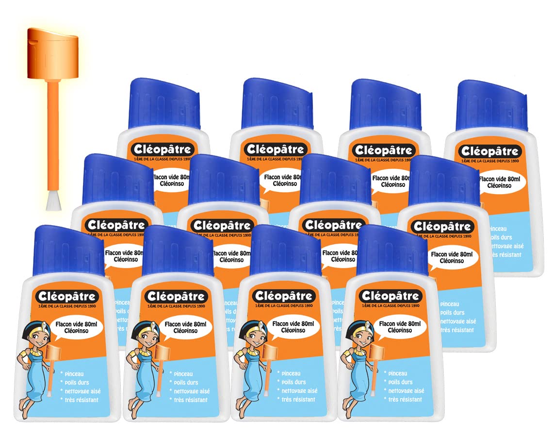Glues 24887 Empty Bottles Cleopatra Stopper Brush Anti-reversement 80 ml (Pack of 12 Assorted Colours