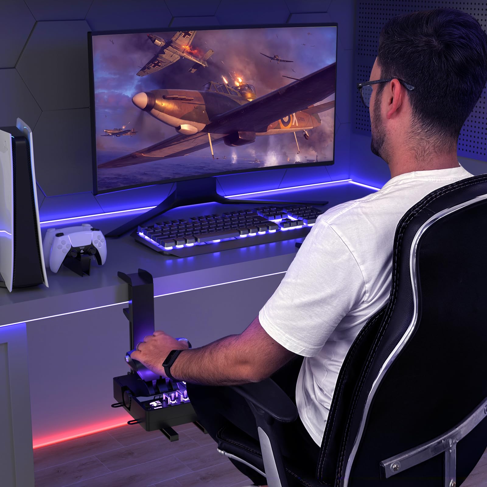 DIWANGUS Hotas Mount Foldable Desk Mount for Flight Joystick Throttle Hotas Joystick Mount for X52/X52 Pro/X56 T16000M/HOTAS Warthog/T Flight One/4/TCA/VKB Gladiator NXT/VPC WARBRD（2PCS）