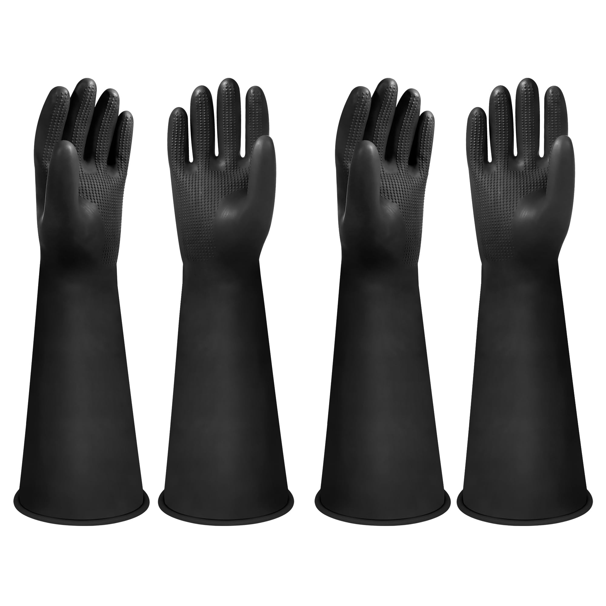 18" Rubber Gloves Heavy Duty Chemical Resistant Gloves Latex Protective Gloves PPE Industrial Safety Work Long Gauntlets Gloves, Waterproof, Resist Strong Acid, Alkali and Oil, Non-Slip (2 Pairs) — image 1