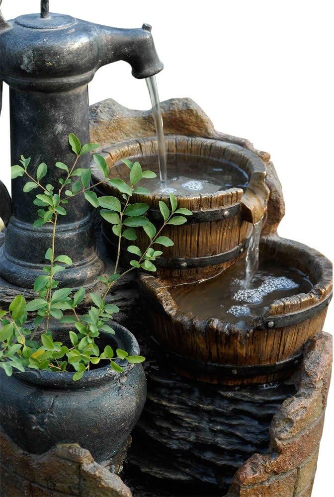 Glenville Water Pump Cascading Water Fountain : Free Standing Garden Fountains : Garden & Outdoor