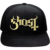 2Bhip Ghost Band Embroidery Logo Snapback Cap Metallic Gold Thread Black Flat Bill Hat - Adjustable Back