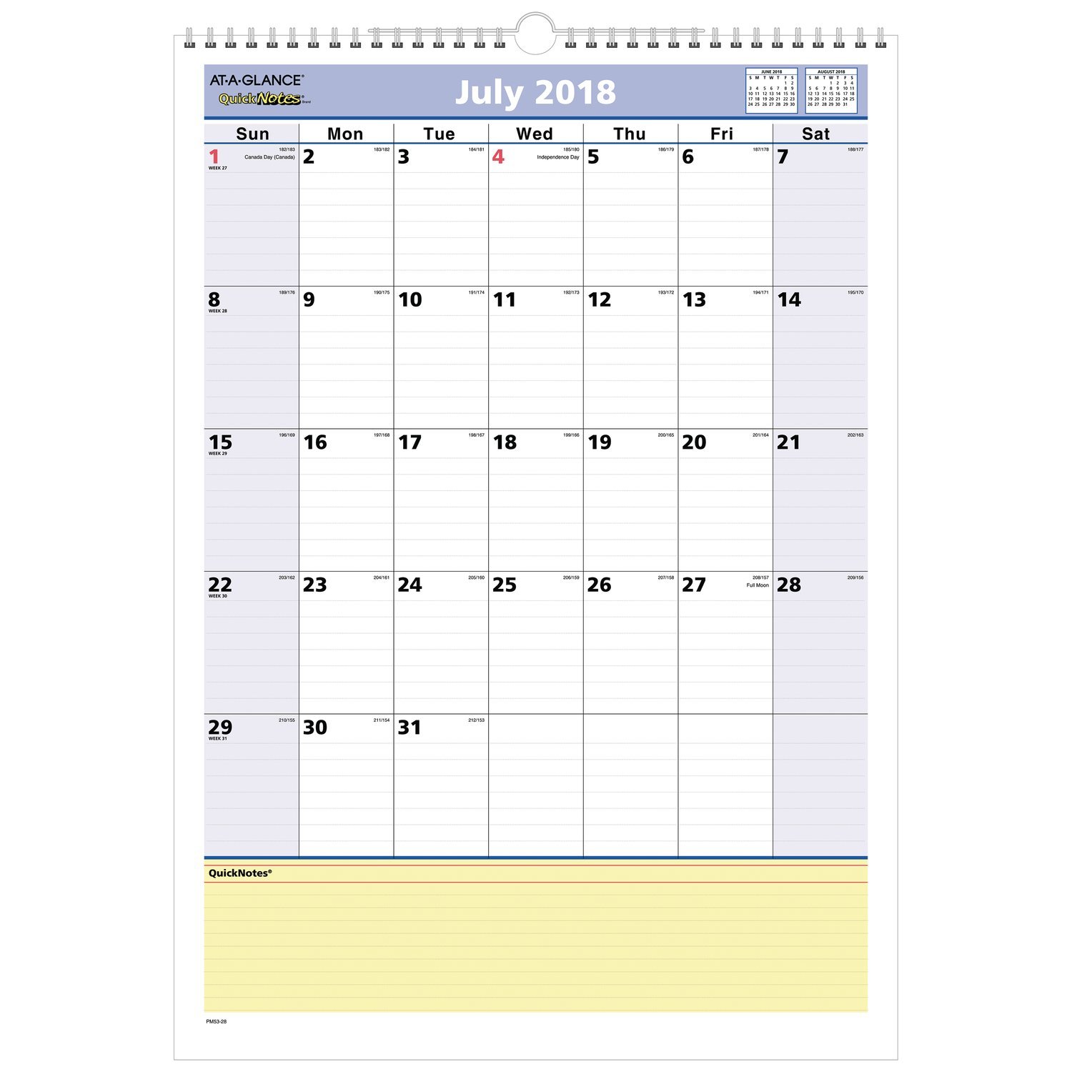 Best At-A-Glance Desk Calendar July 2018-2019