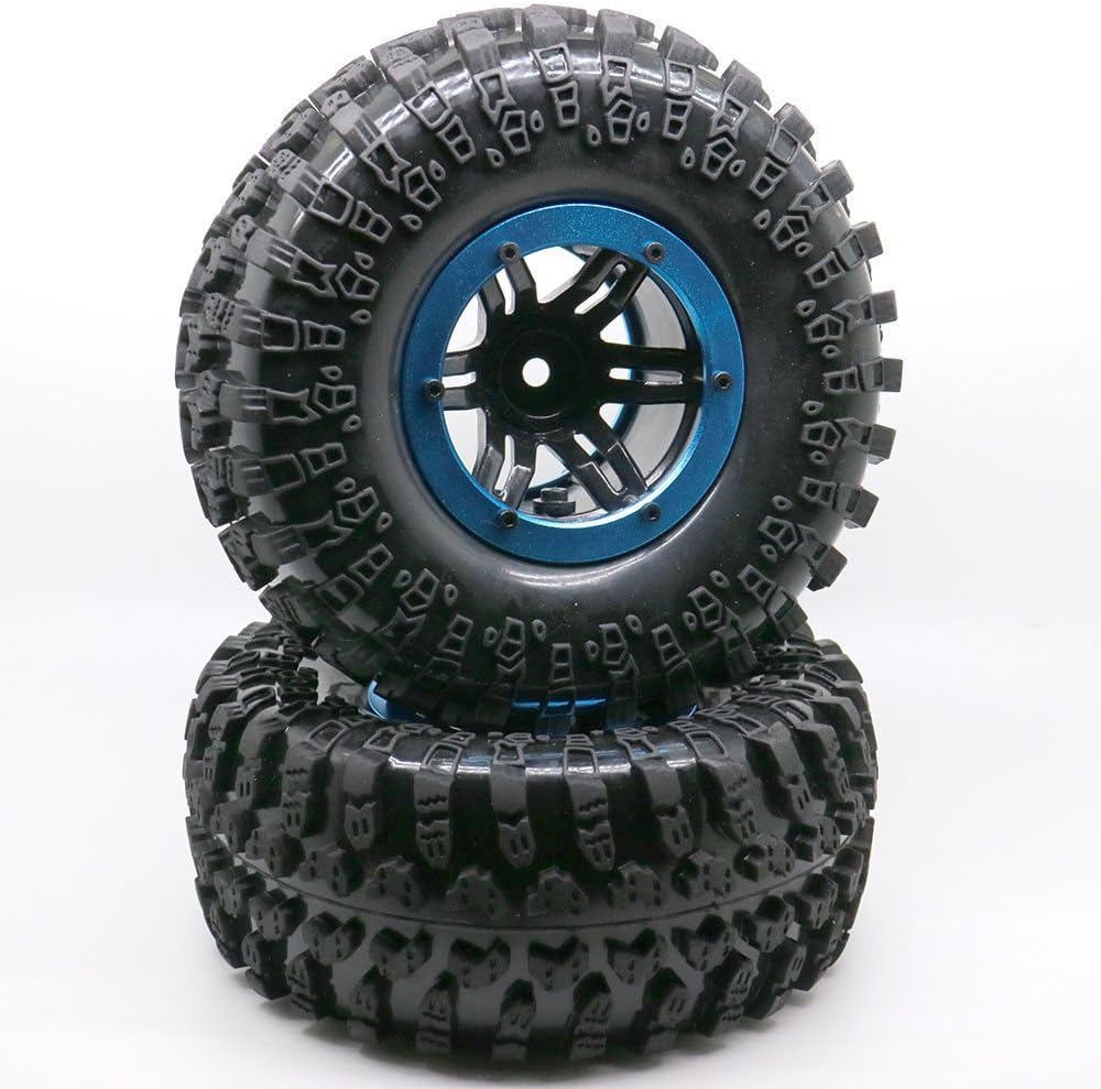HKSUNKIN 4PCS 2.2" Inflatable Tires W/ Alloy Beadlock Wheels 1/10 RC Crawler CAR 3022BU