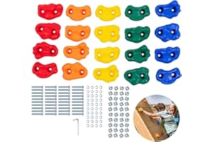 Squirrel Products Rock Climbing Holds for Kids, Deluxe Extra Large Climbing Rocks with Mounting Hardware - DIY Rock Wall Indoor & Outdoor Playground Accessories Wall Climbing Kit - Ages 3+