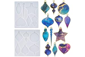 Wehous 2PCS Christmas Resin Molds, Christmas Pendant Keychain Silicone Mold, Christmas Ornament Molds for Epoxy Resin Casting, DIY Resin Accessories Jewelry Art Craft Home Xmas Decor Gift