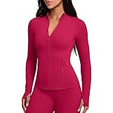 GYM RAINBOW Womens AiringBrez Full Zip Workout Jacket Lightweight Waist-Snatching Hip Length Athletic Gym Running Jacket