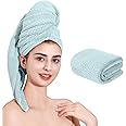 Laojbaba Microfiber Hair Towel Quick Dry Hair Towel Hair Drying Towels Suitable for All Kinds of Hair Ultra Absorbent Long and Thick Hair 24X48inch Blue (1pcs)